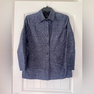 LUCIANO BARBERA Blue-Gray Wool Blend Button Front Blazer Jacket Lined‎